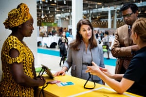 Melinda Gates visiting a booth at the Women Deliver Conference in Copenhagen, 2016.