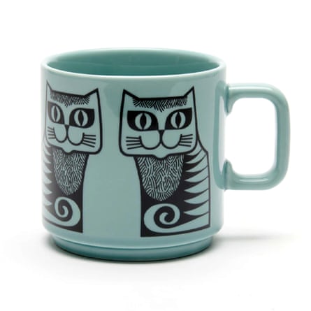 Magpie x Hornsea cat mug in teal