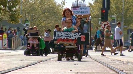 A Melbourne protest that stopped trams in 2012.