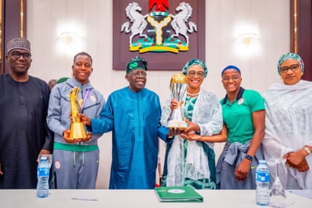 President Tinubu (centre) with members of the Super Falcons
