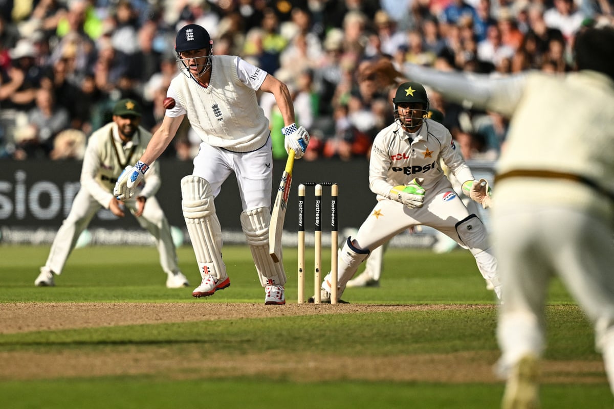 England’s Harry Brook plays at Edgbaston on his way to a hard-fought 50
