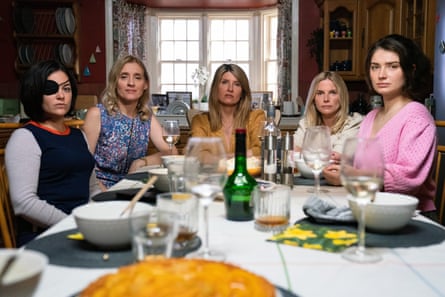 Sarah Greene, Anne-Marie Duff, Sharon Horgan, Eva Birthistle and Eve Hewson in Bad Sisters.