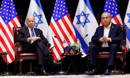 Joe Biden and Benjamin Netanyahu in Tel Aviv on 18 October 2023.