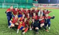 Sápmi pictured after winning Sápmi celebrate with the trophy after winning the first Conifa Women's World Cup in 2022.the first edition of the Women's Conifa World Cup in 2022.