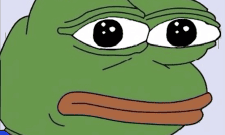 Pepe the Frog, a white supremacist hate symbol with its roots in 4chan.