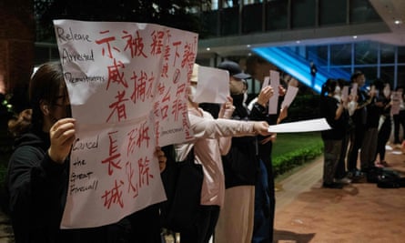 Protestujący na Uniwersytecie w Hongkongu