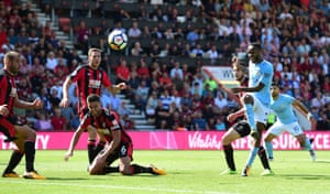Raheem Sterling scores in the 97th minute to win Manchester City’s game against Bournemouth 2-0 at the Vitality Stadium