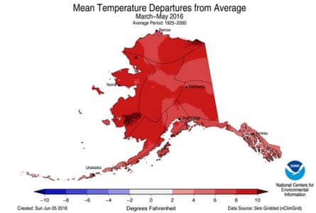 How much spring temperatures differed from average during the spring in Alaska