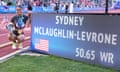 Sydney McLaughlin-Levrone poses after breaking the 400m hurdles world record at the US Olympic trials