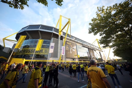 Fans arrive for a match at the BVB Stadion