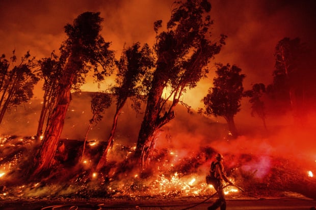 Flames from a backfire consume a hillside in Santa Paula.