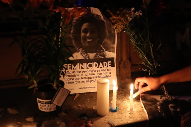 Candles and tributes for Marielle Franco.