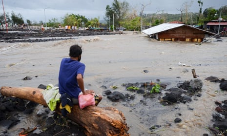 Flood waters in the Philippines after typhoon Goni on 1 November 2020