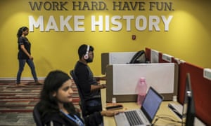 India primed: what Amazon's vast new Hyderabad campus reveals about its plans | Cities 2 The leadership principles of CEO Jeff Bezos adorn the walls of each of the 13 floors.