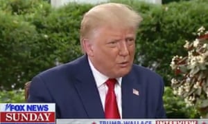 Donald Trump talks to Chris Wallace. Trump rejected the reality that he was behind in the polls, saying: ‘I’m not losing, because those are fake polls.’