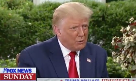 Donald Trump talks to Chris Wallace. Trump rejected the reality that he was behind in the polls, saying: ‘I’m not losing, because those are fake polls.’