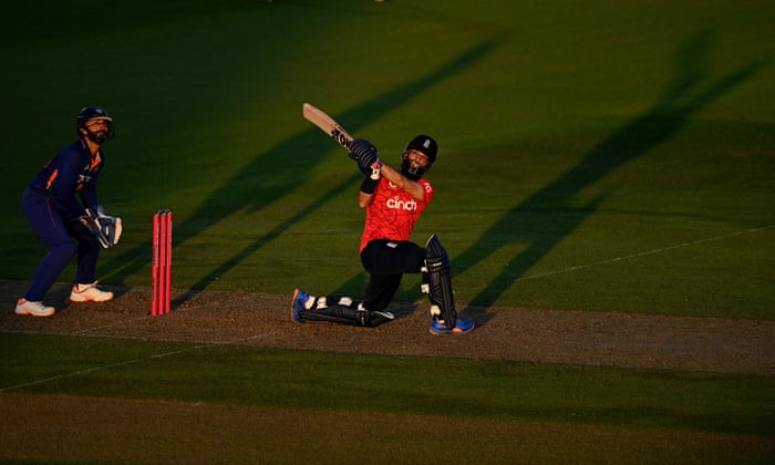 Moeen Ali of England hits out.