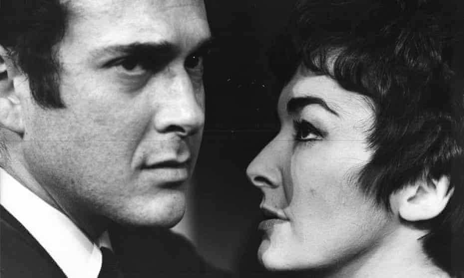 Harold Pinter as Lenny with Jane Lowe as Ruth in a 1969 production of The Homecoming at Watford Palace theatre.