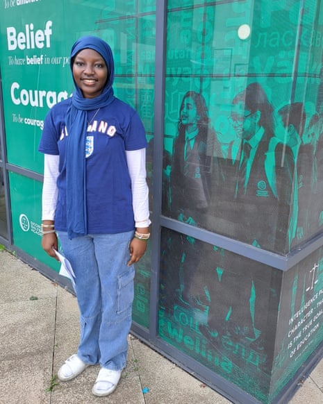 GCSE results day 2023: higher fall in proportion of top grades in England than in other UK nations – as it happened | GCSEs 4 Awa Sy smiling with her GCSE results in her hand