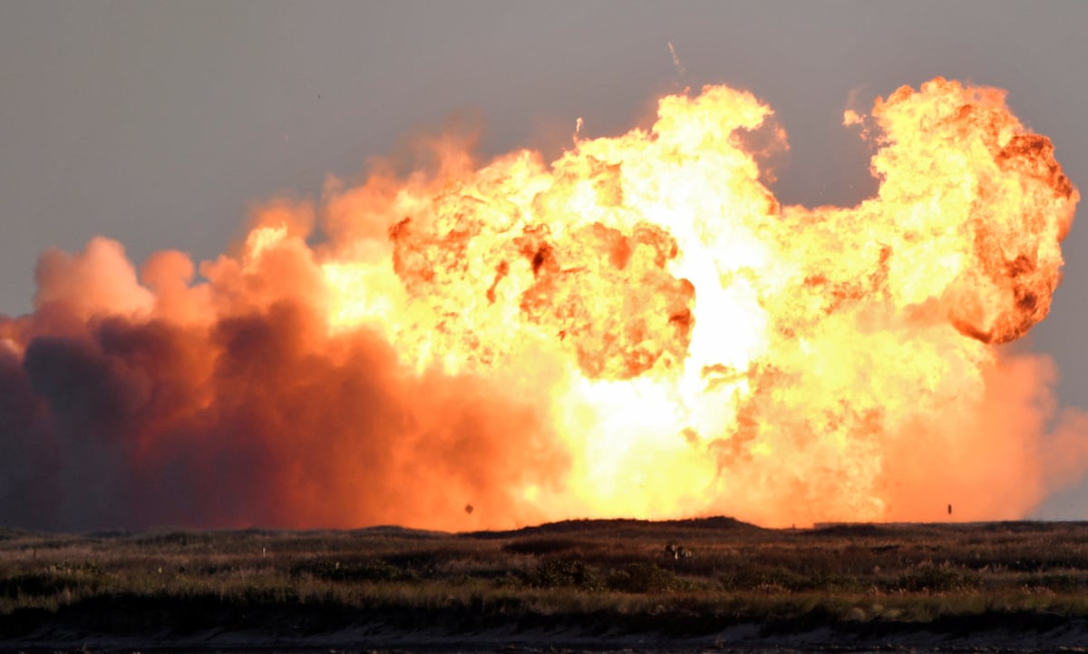 SpaceX Starship SN8 explodes on landing after test flight | SpaceX | The  Guardian