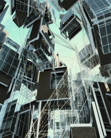 Spidey City – Ordinary Vis’s visualisation of a gravity-defying city built from genetically engineered spider silk