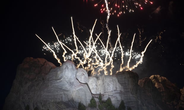 Fireworks light the sky at Mount Rushmore.