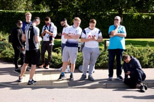 Fans mill about outside the training centre.