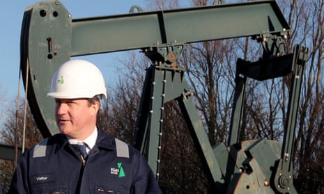 David Cameron at the IGas shale drilling plant near Gainsborough, Lincolnshire in January 2014. 