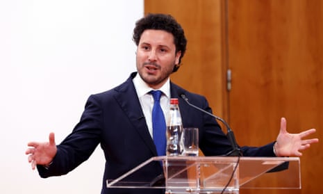 Dritan Abazović speaking at the Open Balkan summit in Belgrade earlier this month
