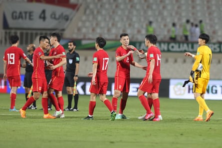 China's players after their 1-1 draw with Saudi Arabia in World Cup qualifiers last March.