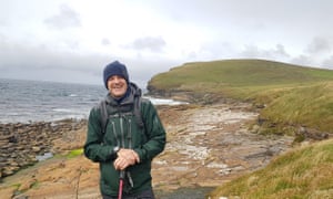 Jonny Bealby hiking in the Orkneys