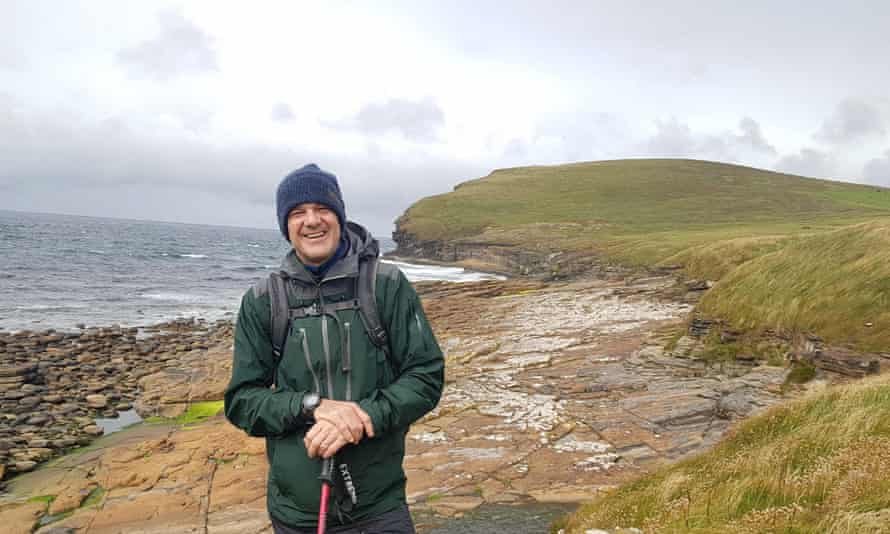 Jonny Bealby hiking in the Orkneys