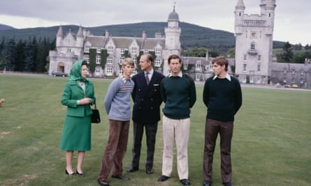 Queen Elizabeth with Prince Philip and their sons (L-R) Edward, Charles and Andrew at Balmoral Castle in 1979.