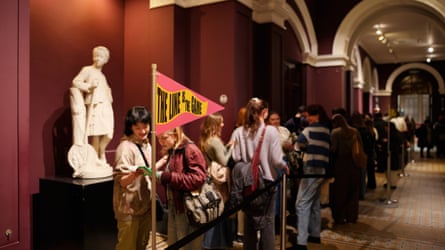 Players queue up for The Line is the Game during Friday Late at the V&A.