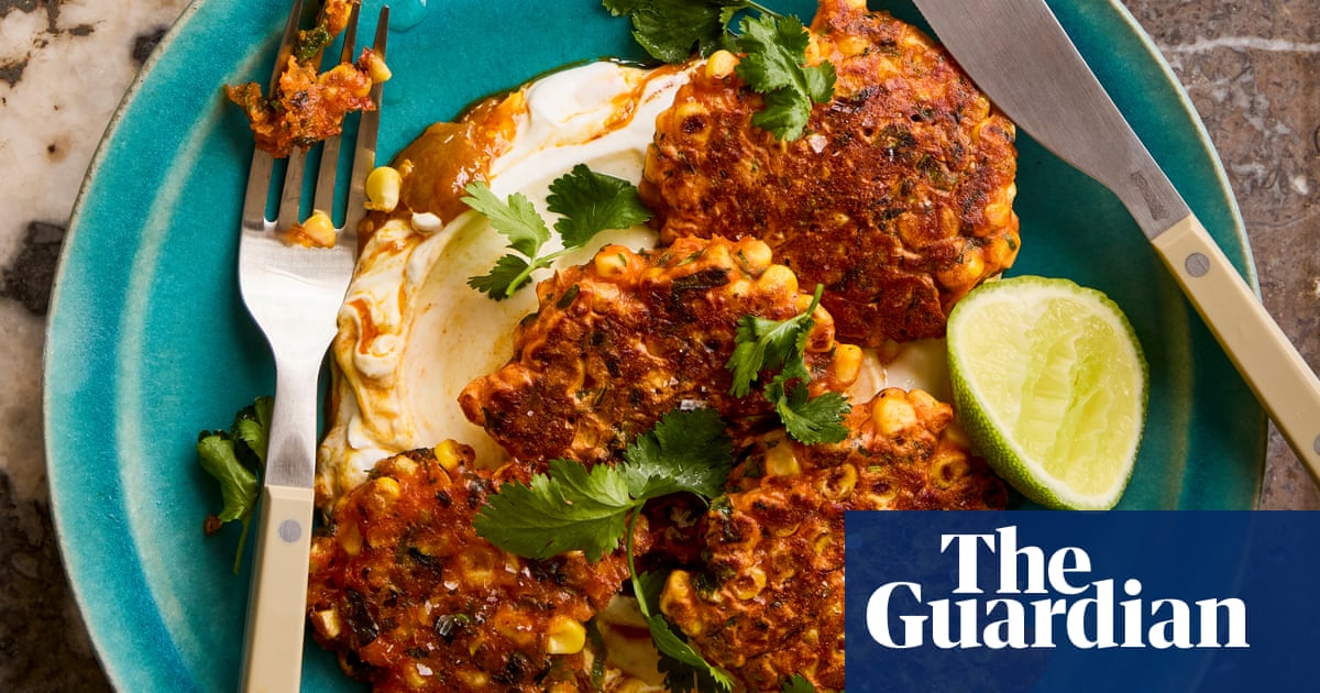 Kenji Morimoto’s gochujang corn fritters and oyster mushrooms with butter bean mash – recipes