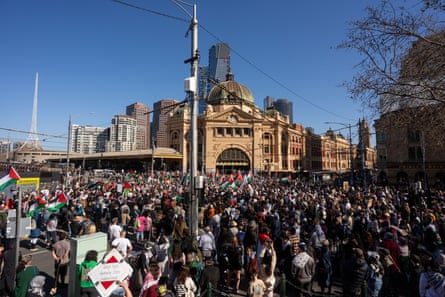 Demonstrators march in Melbourne.