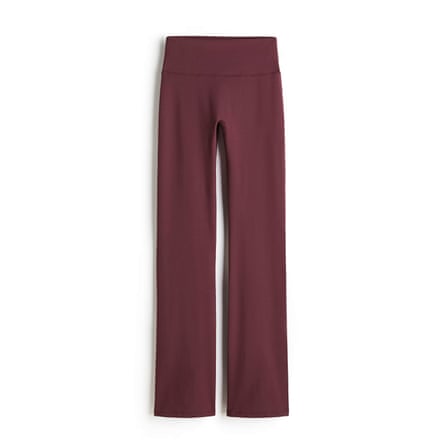 H&M Flared sports leggings with SoftMove in burgundy