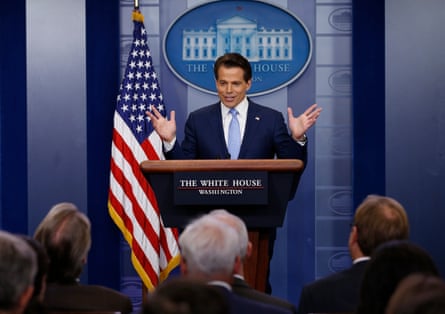A man in a blue suit stands at the podium at the White House in 2017.