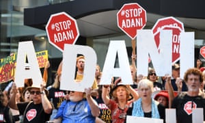 The Queensland government has approved Adani’s groundwater plans, meaning the Carmichael coal mine is cleared to go ahead. Pictured: Anti-Adani protesters