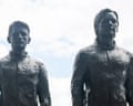 Bronze figures of Snowden and Assange