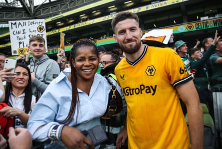 Matt Doherty poses with fans after re-signing with Wolves