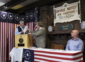 Selectman Les Otten casts the first ballot of the New Hampshire primary in Dixville Notch, N.H.