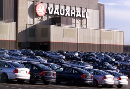 New cars stockpiled outside the Vauxhall car plant in Luton in 2001