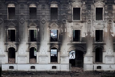 The burned Singha Durbar building