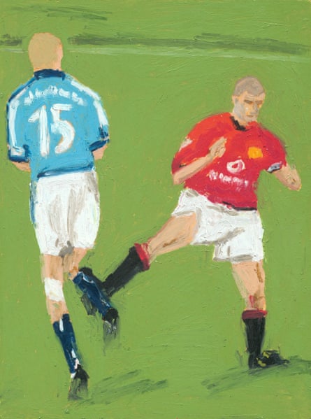 Keane lashing out at Alf-Inge Haaland in the Manchester derby, 2001.