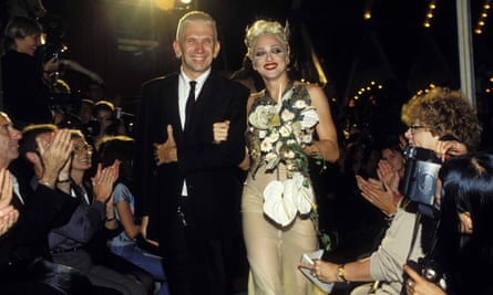 Madonna and Jean-Paul Gaultier on the runway in Paris, 1994.