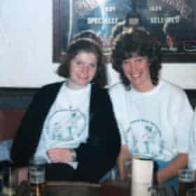 Cathy Rentzenbrink and her mother Margaret Mintern in the Bell &amp; Crown Inn in 1989.