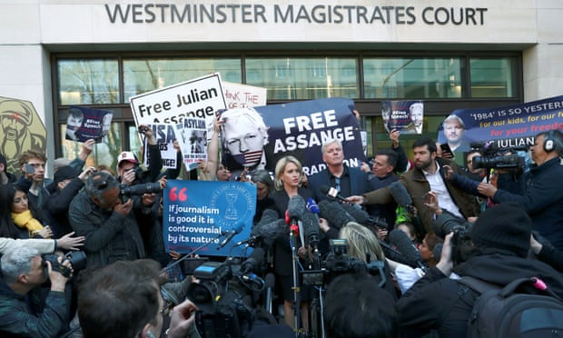The scene outside Westminster magistrates court on Thursday.