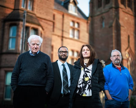 Father Peter Morgan, Dr Badr Abdullah, Catherine McCarron and Ewan Roberts outside the church.