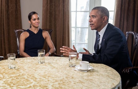 Misty Copeland in discussion with President Barack Obama in 2016.